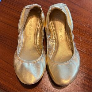 Tory Burch Eddie Ballet Flat in Gold Leather Size 9.5